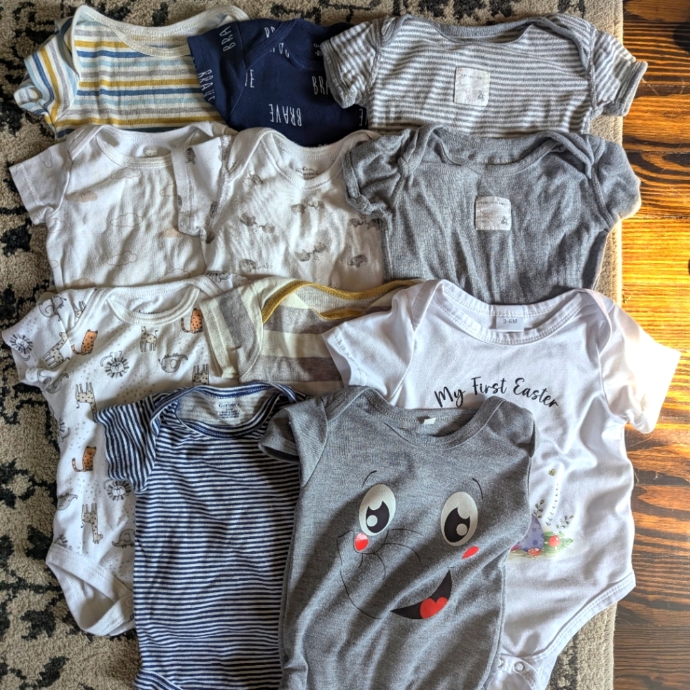 Assorted Cotton Baby Onesies Set Of 11 3-6 Months